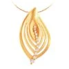 Pendentif Feuille D'or Jaune 18 Carats - Nervure En Diamants