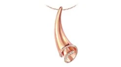 Pendentif Corne D'abondance Or Rose - Coquille De Triton - Diamants