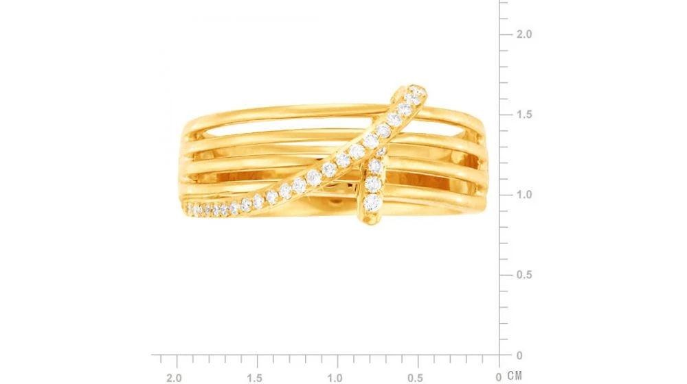 Bague 4 Anneaux Liés - Or Jaune - Diamants Sertis Grains 2 Bague 4 Anneaux Liés - Or Jaune - Diamants Sertis Grains – Image 2