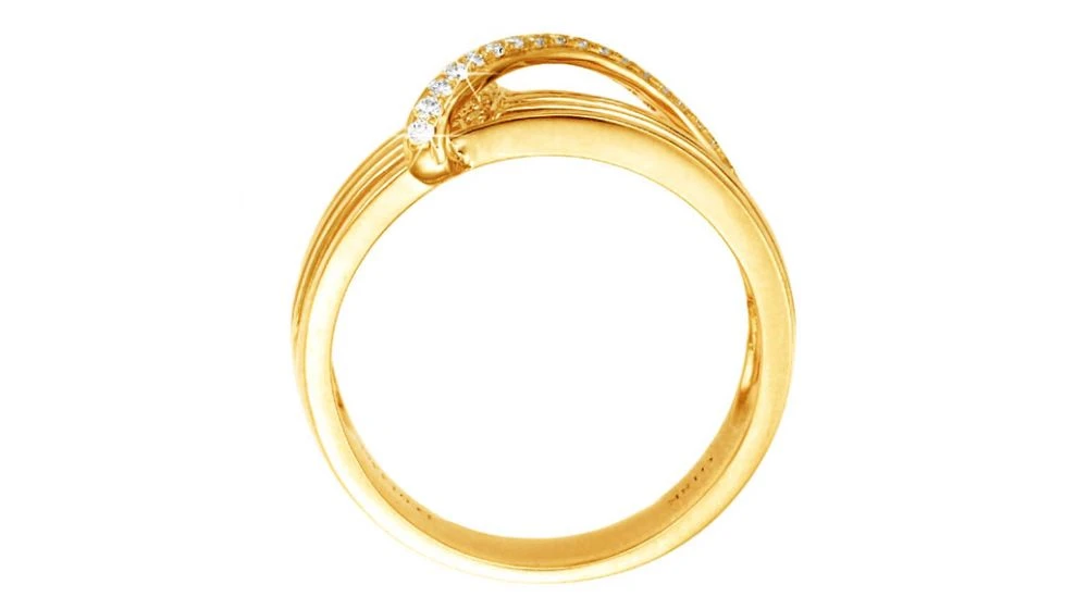 Bague 4 Anneaux Liés - Or Jaune - Diamants Sertis Grains 3 Bague 4 Anneaux Liés - Or Jaune - Diamants Sertis Grains – Image 3