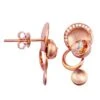 Boucles D'oreilles Or - Pendants Métal Or Rose Et Diamants - Courbes