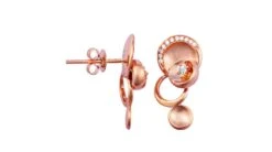 Boucles D'oreilles Or - Pendants Métal Or Rose Et Diamants - Courbes