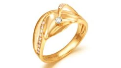 Bague Or Diamant - Or Jaune 18 Carats - Diamants 0.109ct