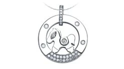 Pendentif Cheval à Bascule - Or Blanc, Diamants 0,29ct