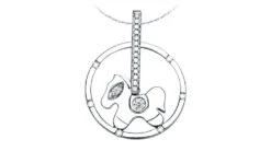 Pendentif Cheval Or Blanc - Bélière, Bascule, Selle, Et Oeil Diamants