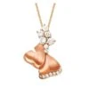 Pendentif Inspiration Nature - Or Rose, Diamants Sertis Grains 0.32ct