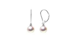 Boucles D'oreilles Perles D'eau Douce Blanches - 8/9mm - GEMME - Or Blanc