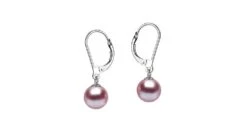 Boucles D'oreilles Perles D'eau Douce Lavandes. 8/11mm. GEMME. Or Blanc