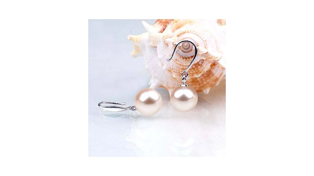 Crochets D'oreilles En Or Blanc - Perles De Culture Blanches 2 Crochets D'oreilles En Or Blanc - Perles De Culture Blanches – Image 2