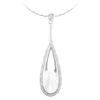 Pendentif Goutte D'eau Or Blanc - Diamants Clos Et Grains 0.439ct