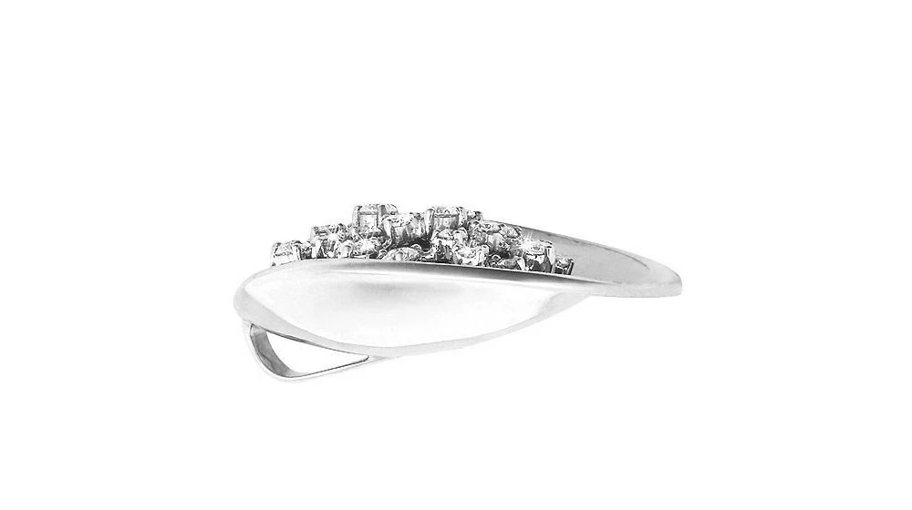 Pendentif Or Blanc Style Moderne - Diamants Fixés En Suspension 2 Pendentif Or Blanc Style Moderne - Diamants Fixés En Suspension – Image 2