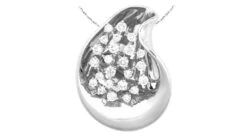 Pendentif Or Blanc Style Moderne - Diamants Fixés En Suspension