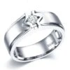 Bague Or Blanc Hommes - Solitaire Diamant Homme Moderne