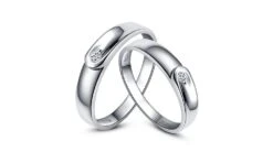 Alliances Diamants Et Or Blanc - Duo D'anneaux