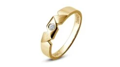 Alliance Homme Or, Diamants. Style Morderne Et Géométrique