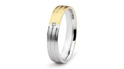 Alliance De Mariage Rainure - 2 Ors - Diamant Serti Clos - Femme