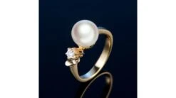 Bague Or Jaune. Duo Perle Akoya Et Diamant Serti -Maria || Simplicity Soldes bak015 2