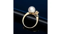 Bague Or Jaune. Duo Perle Akoya Et Diamant Serti -Maria || Simplicity Soldes bak015 3