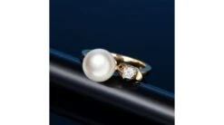 Bague Or Jaune. Duo Perle Akoya Et Diamant Serti -Maria || Simplicity Soldes bak015 4