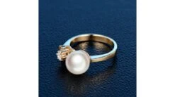 Bague Or Jaune. Duo Perle Akoya Et Diamant Serti -Maria || Simplicity Soldes bak015 6