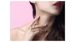 Bague Or Jaune Toi Et Moi Perles Akoya. Fleurs, Saphirs Roses -Maria || Simplicity Soldes bak017 6 1