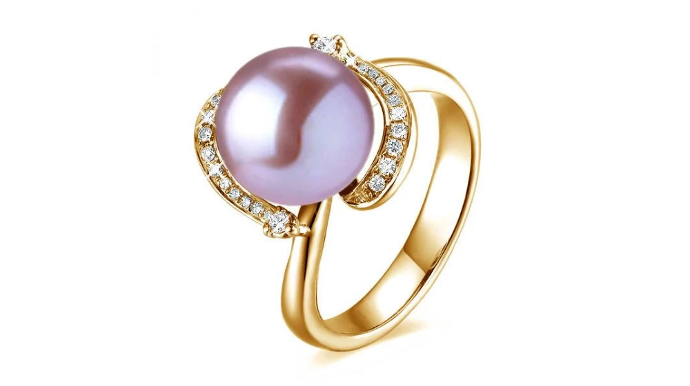 Bague Voluptueuse Or Jaune Et Perle De Culture Blanche - Diamant Pavé 7 Bague Voluptueuse Or Jaune Et Perle De Culture Blanche - Diamant Pavé – Image 7