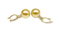 Boucles D'oreilles Dormeuses Diamantées - Perles D'Australie, Or Jaune -Maria || Simplicity Soldes bda006 1 1