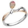 Bague 2 Ors - Or Blanc Et Rose - Allumette Diamantée - Diamants, Rubis