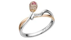 Bague 2 Ors - Or Blanc Et Rose - Allumette Diamantée - Diamants, Rubis