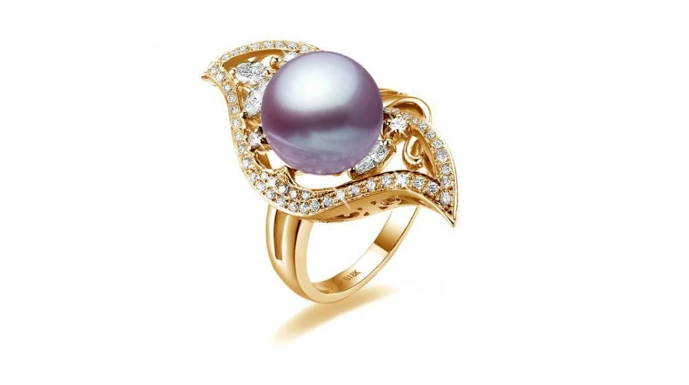 Bague Végétale Or Jaune - Perle Eau Douce Blanche De Culture, Diamants 6 Bague Végétale Or Jaune - Perle Eau Douce Blanche De Culture, Diamants – Image 6