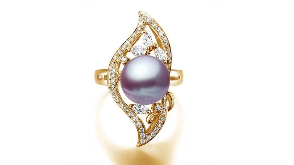 Bague Végétale Or Jaune - Perle Eau Douce Blanche De Culture, Diamants 7 Bague Végétale Or Jaune - Perle Eau Douce Blanche De Culture, Diamants – Image 7