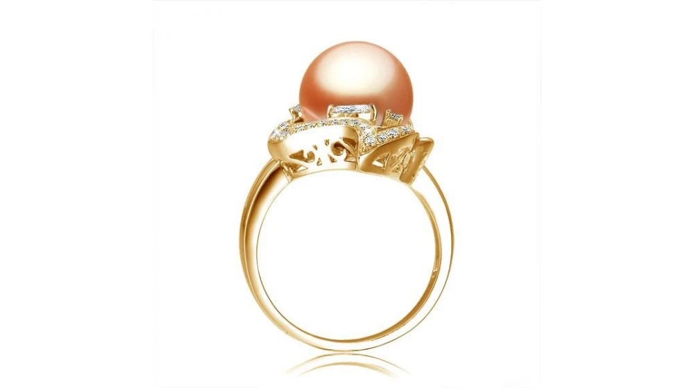 Bague Végétale Or Jaune - Perle Eau Douce Blanche De Culture, Diamants 5 Bague Végétale Or Jaune - Perle Eau Douce Blanche De Culture, Diamants – Image 5