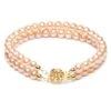 Bracelet 2 Rangs Perles Roses - Perle Eau Douce De Culture - 5/5.5mm