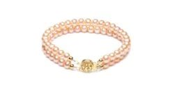 Bracelet 2 Rangs Perles Roses - Perle Eau Douce De Culture - 5/5.5mm