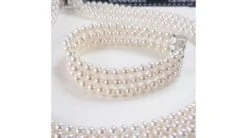 Bracelet 3 Rangs De Perles Mariage. Triple Rangée. 5/5.5mm