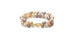 Roma Bracelet Double Perles Eau Douce Multicolores - 6.5/7mm - AAA
