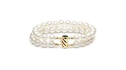 Bracelet Double Rang Perles De Culture - Perle Blanche Chine - 7/7.5mm