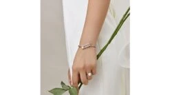 Bracelet Jonc Symphonie Nuptiale - Perle Akoya, Or Blanc, Diamants -Maria || Simplicity Soldes bpa11 1