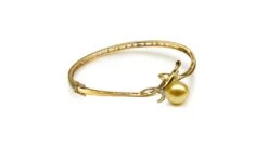 Bracelet Végétal Jonc Or Jaune - Perle D'Australie Dorée - Diamants -Maria || Simplicity Soldes bra001 2