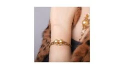 Bracelet Joaillerie Jonc - 2 Perles D'Australie Dorées - Or, Diamants -Maria || Simplicity Soldes bra003 4