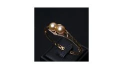 Bracelet Joaillerie Jonc - 2 Perles D'Australie Dorées - Or, Diamants -Maria || Simplicity Soldes bra003 5