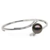 Bracelet Jonc Original - Perle De Tahiti Noire - Or Blanc, Diamants