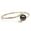 Bracelet Jonc Or Jaune - Perle De Tahiti Noire - 11/11.5mm, Top GEMME