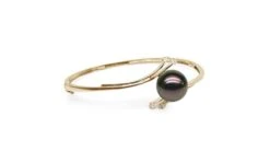 Bracelet Jonc Or Jaune - Perle De Tahiti Noire - 11/11.5mm, Top GEMME