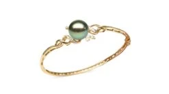 Bracelet Jonc - Perle De Tahiti Noire - Or Jaune, Diamants