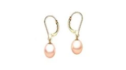 Boucles D'oreilles Perles Roses De Culture 8/8.5mm - Dormeuses Or Jaune