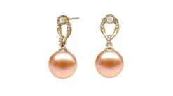 Boucles D'oreilles Bambou En Or Jaune, Perles Et Diamants -Maria || Simplicity Soldes ea046 1 2