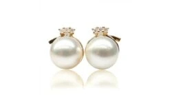 Boucles Oreilles Chapeau Demoiselle - Or Jaune, Perles Et Diamants