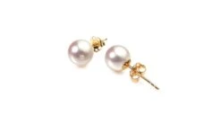 Boucles D'Oreilles Clous. Perles Akoya Gemme. Or Jaune I Aki