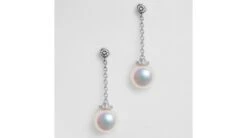 Pendantes Chainette Forçat. Perles Akoya Or Blanc Et Diamants -Maria || Simplicity Soldes eaaw019 1